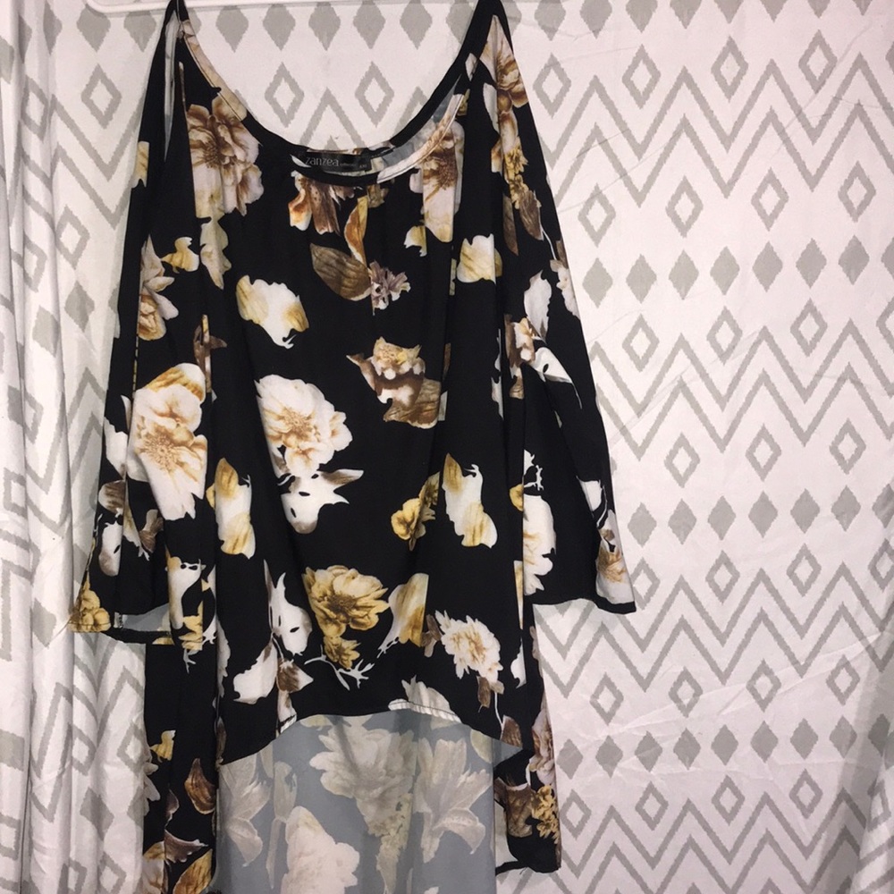ZANZEA floral blouse with shoulder cut out